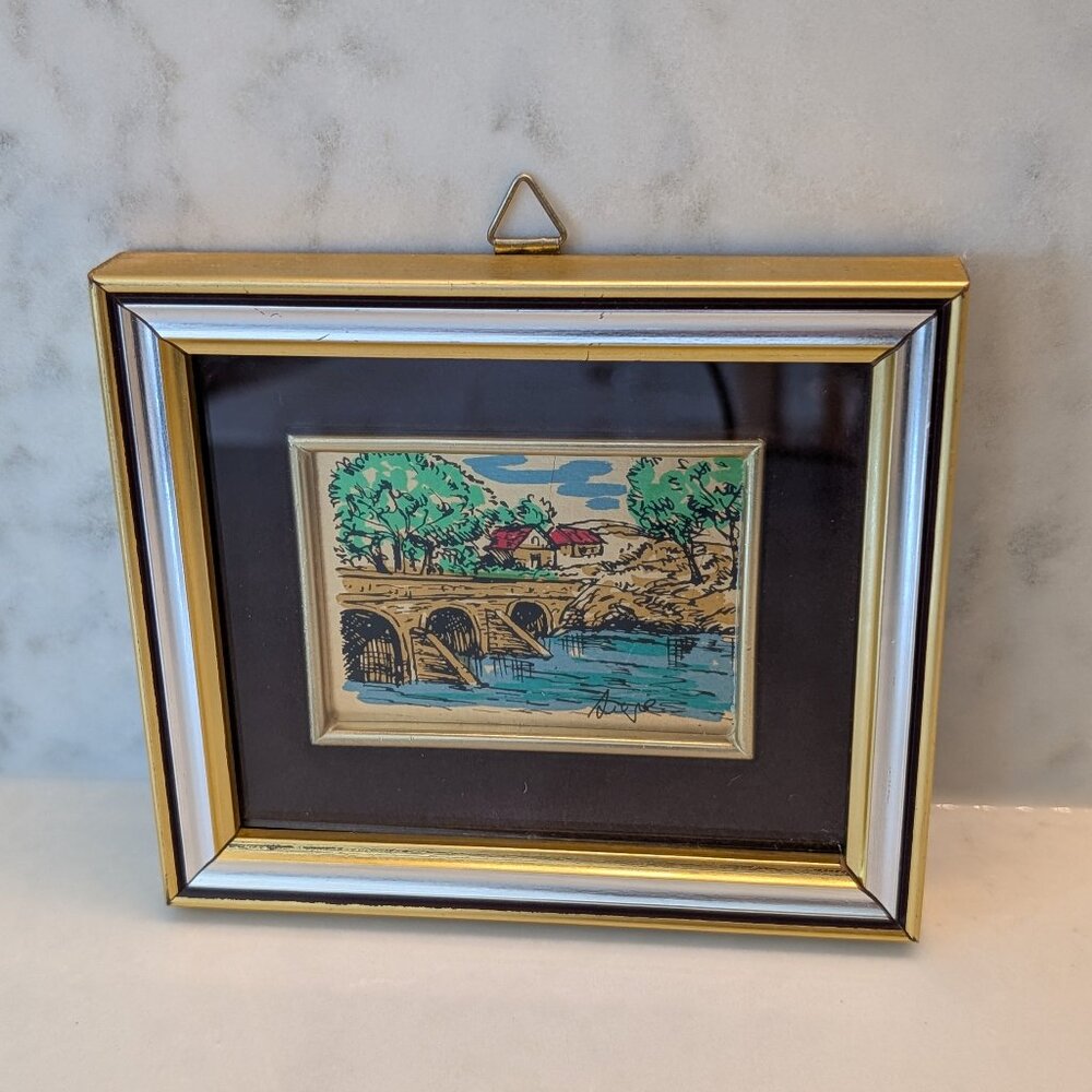 Vintage Italian Gold Leaf Picture of the Country Side